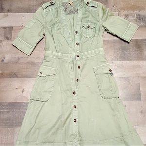 Anthropologie Khaki button down dress